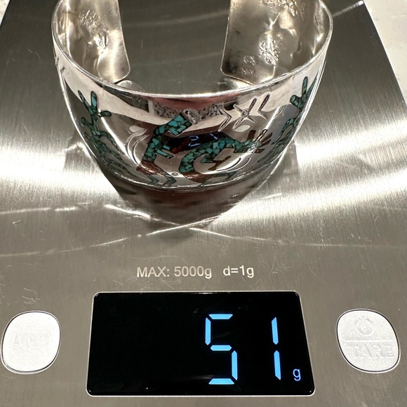 HMIJ Sterling Silver Native American Navajo Bracelet Turquoise,Coral Handcrafted - Picture 10 of 10